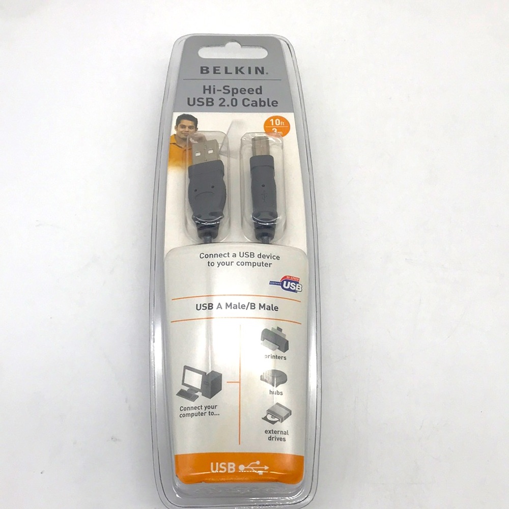Genuine Belkin High Speed USB 2.0 Cable USB A Male/B Male — 10 feet long